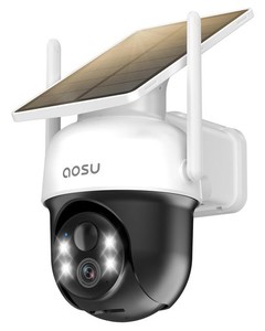 AOSU 2024最新型 防犯カメラ ソーラー一体 屋外360度広角撮影 WIFI式 2K 300万高画素 IP66防水防塵 人体検知アラーム 自動追尾 完全無線 