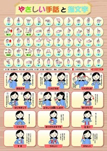 お風呂学習ポスターシリーズ (手話と指文字(大 60×42CM))