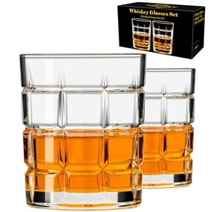 PARACITY ロックグラス 2 個セット、オールドファッションウイスキーグラス、300MLのウイスキー グラス、バーボングラス、スコッチ、酒ウ
