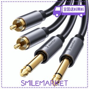 RCA 6.35MM 変換ケーブル 1.5M - SOOMFON 6.35MM(オス) TO 2RCA(オス) モノラルケーブル ミニプラグ 変換 オーディオケーブル 赤白 Y型 