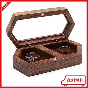 ZIYUE 指輪 ケース リングケース 木製 2個用 ミニジュエリーボックス 収納ケース 高級素材 プロポーズ 結婚 婚約指輪 持ち運び ジュエリ