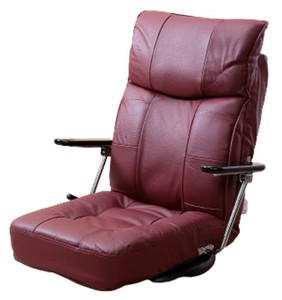 ビータ(VITA) 木製肘付き回転座椅子 本革使用 レバー式 レッド
