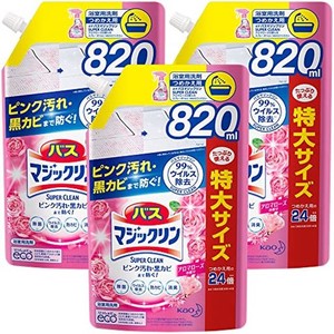 【AMAZON.CO.JP 限定】 マジックリン 【まとめ買い】バスマジックリン 風呂洗剤 泡立ちスプレー SUPERCLEAN アロマローズの香り 詰め替え