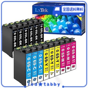 LXTEK IC4CL69 互換インクカートリッジ エプソン(EPSON)用 IC69 砂時計 インク 4色セット*3+黒3本(合計15本) 大容量/説明書付/残量表示/