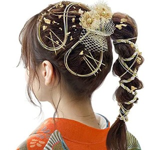 【JZOON 髪飾り】成人式 水引 金箔 銀箔 組紐 人気 ロープ ゴールド シルバー ヘアアクセサリー 前撮り 振袖 卒業式 結婚式 和装 袴 着物