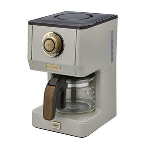 【TOFFY/トフィー】 アロマドリップコーヒーメーカー K-CM5 (グレージュ) ドリップ式 蒸らし機能 自動保温機能 ガラスポット メッシュフ