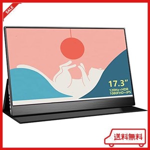 EGOBAS 17.3インチモバイルモニター/120HZ モバイルディスプレイ/180P FHD/HDR/超薄型/軽量/IPS液晶パネル/PS5、SWITCHゲーミングモニタ