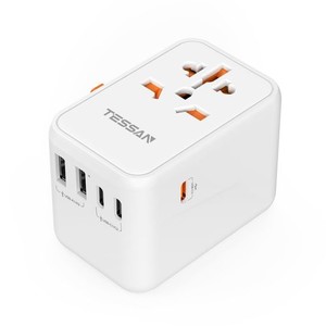 変換プラグ 海外旅行 全世界対応 コンセントGAN 65W PD急速充電 TESSAN 3つUSB-Cと2つUSB-Aポート付き C/O/BF/Aタイプ付き 海外 変換器 