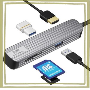 サンワダイレクト USBハブ ドッキングステーション HDMI 4K / SD MICROSD/USB A×2 バスパワー 400-HUBC10GM