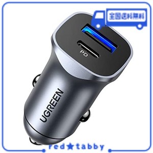 UGREEN シガーソケット USB-C 【38W/PD20W+QC18W】急速充電カーチャージャー シガーソケット USB 車 充電器12V/24V車対応 2台急速充電 PD