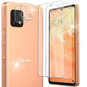 【2+2枚セット】AQUOS SENSE6 SH-G05 SH-54B ガラスフィルム+AQUOS SENSE6 レンズフィルム 指紋ロック解除対応 表面硬度 9H【日本旭硝子