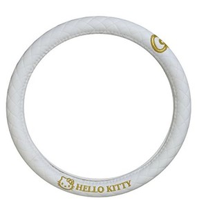 セイワ(SEIWA) 車内用品 ハンドルカバー ハローキティ KT489 ホワイト&ゴールド ステアリング HELLO KITTY