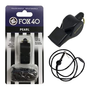 FOX40 ホイッスル PEARL 90DB (黒) ランヤード付属 ピーレス構造(コルク玉不使用) STRAZAR (STR-WHSP-B)