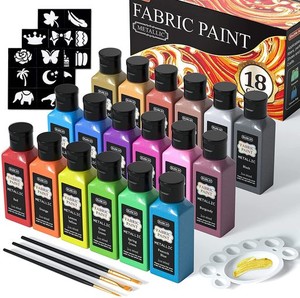 SHUTTLE ART 布用絵の具 メタリックカラー 18色セット 60ML 布絵の具 布描き絵の具 ウォッシャブル 洗っても落ちない ファブリックペイン