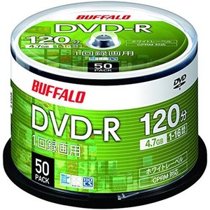 バッファロー DVD-R 1回録画用 4.7GB 50枚 スピンドル CPRM 片面 1-16倍速 【 ディーガ 動作確認済み 】 ホワイトレーベル RO-DR47V-050P