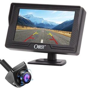 OBEST【最新4.3インチ】1080P LCDバックモニター バックカメラモニターセット 5種類DIY ガイドライン バックモニターカメラセット 360°+