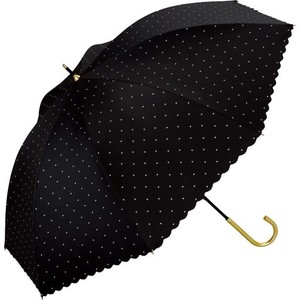 WPC. 日傘 遮光ドットフラワーポイント ブラック 長傘 55CM レディース 晴雨兼用 遮光 UVカット 100% 水玉 大人可愛い 留め具にお花の飾