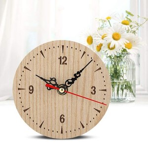木製の時計 掛け時計 木製時計 木製壁掛け時計 木製丸時計 静音 見やすい 天然木 新築 ホーム 部屋装飾 プレゼント (直径12CM)