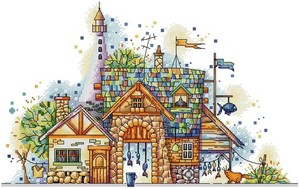 クロスステッチ刺繍キット AWESOCRAFTS 漁村 図柄印刷 DIY 初心者ホームの装飾 CROSS STITCH (漁村)
