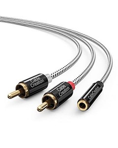 3.5MM TO RCA ケーブル,CABLECREATION 3.5MM メスTO 2RCAオス ステレオオーディオケーブル金メッキコネクタ採用 スマホン MP3プレーヤー 