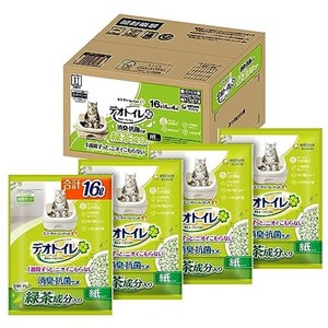 デオトイレ 飛び散らない緑茶成分入り 消臭・抗菌 サンド 16L(4L×4袋)[猫砂] システムトイレ 猫用