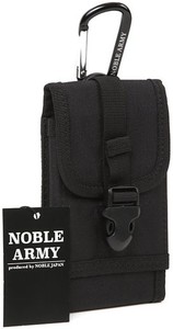 NOBLE ARMY スマホポーチ ベルトケース 携帯ポーチ メンズ カラビナ付き アウトドア 6インチ (ブラック)