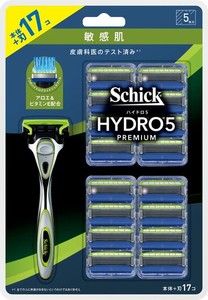 SCHICK(シック) ハイドロ5プレミアム 敏感肌 クラブパック(ホルダー(刃付き)+替刃16コ) 髭剃り カミソリ 男性用 シルバー