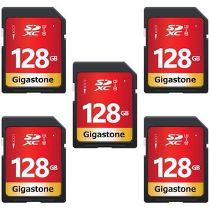 GIGASTONE 128GB SDカード 5枚セット UHS-I U1 CLASS 10 SDXC メモリーカード 高速 フルHD ビデオ デジタルカメラ SD CARD FULL HD ミニ