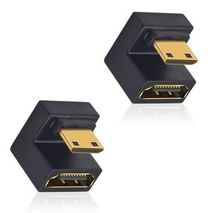 DUTTEK 8KミニHDMI TO HDMI U字アダプタ、U字型ミニHDMIオス下向きTO HDMI メス 2.1マザー延長アダプター変換器8K@60HZポータブルディス