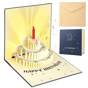 GEERIC 誕生日カード 立体 バースデーカード グリーティングカード 3D 立体 ポップアップカード 光り 音楽とライト付き 子供 大人 お誕生