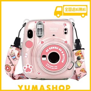 チェキ ケース mini11 チェキ カバー チェキフィルム instax mini11 ケース 透明 ハード pvc カバー フィルム収納ポケット付き保護 透明