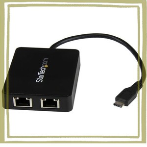 STARTECH.COM USB-C接続2ポートギガビット有線LAN変換アダプタ USB 3.0 Aポート X1付き USB TYPE-C(オス) - 2X RJ45(メス) US1GC301AU2R