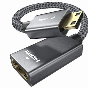 ULT-WIIQ MINI HDMI TO HDMI 変換アダプタ - MINI HDMI 延長ケーブル20CM アルミ外装ミニ HDMIオス-HDMIメス変換アダプタ - 4K 3D RASPBE