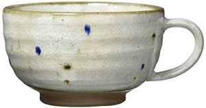 イチキュウ 美濃焼 二色水玉 スープカップ スープマグカップ かわいい 陶器 約320ML 紺色 ネイビー 日本製 127-0115