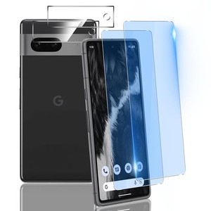 対応 GOOGLE PIXEL 7 ガラスフィルム ブルーライトカット（２枚）+レンズ保護（２枚）【 国産旭硝子素材 - 高 品質】【目の疲れを軽減し