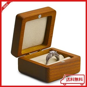 OIRLV 指輪ケース リングケース 木製 2個用 持ち運び ミニ プロポーズ などに適当 婚約指輪ケース SM12801 (ページュ)