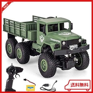 RCカー 軍用トラック 2.4G 6輪リモコンオフロード車 4輪駆動シミュレーションカーモデル 子供贈り物 ギフト知育玩具 (緑)