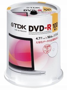 TDK データ用DVD-R 4.7GB 1-16倍速対応 ホワイトワイドプリンタブル 100枚スピンドル DR47PWC100PUE