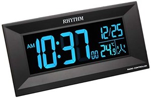 リズム時計 電波 目覚まし 時計 デジタル IRORIA M イロリアM グラデーション LED 365色 表示 黒 RHYTHM 8RZ196SR02