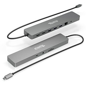 PLUGABLE USB-C ハブ 11-IN-1 マルチアダプター イーサネット付き WINDOWS または CHROMEOS ノート PC 用 - 4K@60HZ モニタ 2 台、USB-C 