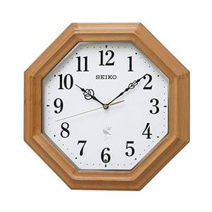 セイコークロック(SEIKO CLOCK) 掛け時計 天然色木地 本体サイズ:33.0×33.0×6.8CM ネイチャーサウンド 12種類 電波 アナログ 報時 切替