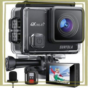 SURFOLA アクションカメラ 4K 30FPS 20MP EIS手ぶれ補正 デュアルカラースクリーン 水中カメラ スポーツカメラ マイク付 170度魚眼レンズ