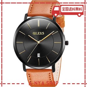 OLEVS 腕時計 メンズ 時計 うで時計 おしゃれ 超薄型 革ベルト クオーツ アナログ 日付表示 男性用 WATCH FOR MEN