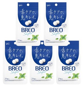 BREO(ブレオ) 江崎グリコタブレット (クリアミント) 17G ×5個 舌ケア 息キレイ 息スッキリ 舌苔 リクローズド パウチ