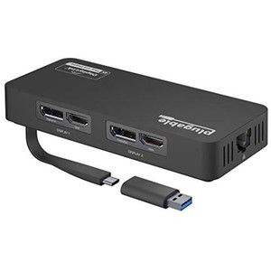 PLUGABLE USB-C 変換グラフィックアダプタ、ディスプレイ変換 WINDOWS 用 デュアル 4K HDMI および DISPLAYPORT、イーサネットポート、US