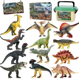 恐竜おもちゃ 12個恐竜 フィギュア きょうりゅう おもちゃ T-REX ヴェロキラプトル 収納ボックス ディノブック 現実的な恐竜フィギュア 