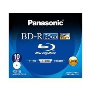 パナソニック BLU-RAYディスク 25GB (1層/追記型/4倍速/ワイドプリンタブル10枚) LM-BR25LDH10