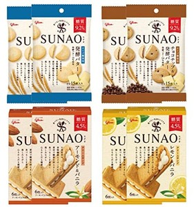 【AMAZON.CO.JP限定】江崎グリコ SUNAO スナオ(発酵バター、チョコチップ&発酵バター) 1枚あたり糖質9.2G、クリームサンド(アーモンド&バ