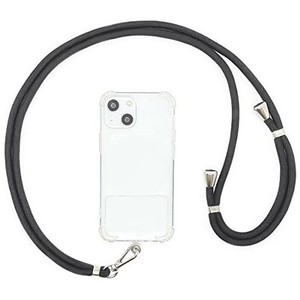 PARLY STRAP スマホストラップ 後付け ショルダーストラップ 斜め掛け/肩掛け ストラップ1本+透明ホルダー2枚入り ブラック