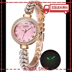 OLEVS 腕時計 レディース 素敵なデザイン きれい シンプル 人気 見やすい かわいい 防水 夜光 日本ムーブメント ダイヤ ピンク